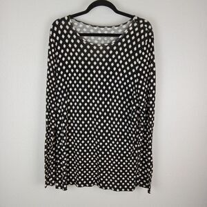 Chicos Womens Black Cream Polka Dot Shirt Size Medium Rayon Blend